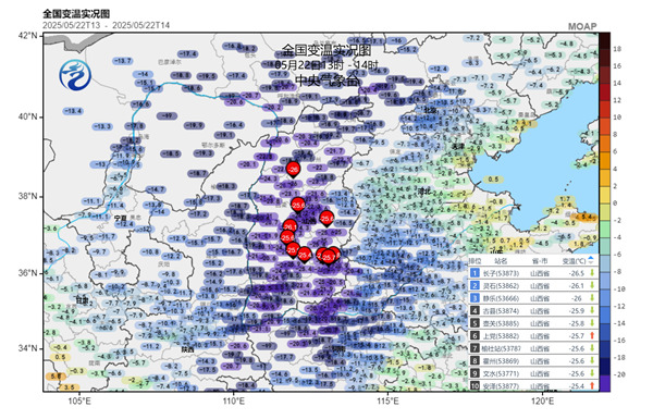 降温超20℃！降温实况图一片紫红色这些地方从夏热切换到春凉(图2)